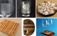 Laser engraved timber (wood) and glass products  